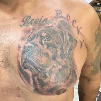 Keith's Tattoo & Body Piercing - Rocky the Rottweiler coverup of old tattoo! - Tattoo Near Me - Westbury, New York