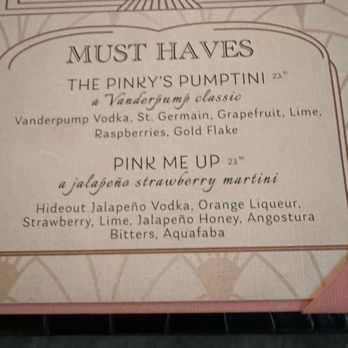 Pinky's By Vanderpump - Cocktail menu - Cocktail Bars Near Me - Las Vegas, Nevada Pinky's By Vanderpump - Cocktail menu - Cocktail Bars Near Me - Las Vegas, Nevada