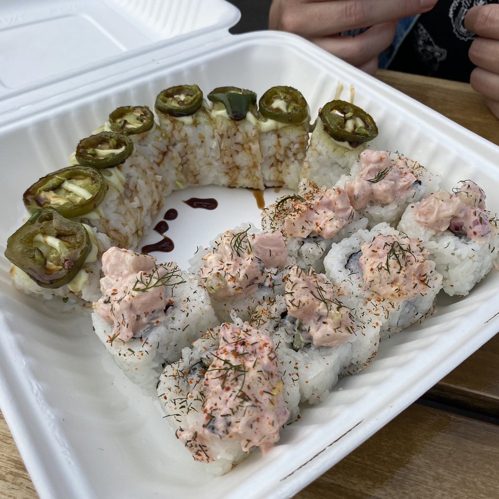 Sushi Love - The Lobstrosity and Wasabi Jalapeo Roll - Vegan Near Me - Portland, Oregon Sushi Love - The Lobstrosity and Wasabi Jalapeo Roll - Vegan Near Me - Portland, Oregon