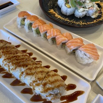 J Sushi Orange - Salmon Islands Salmon Lover Roll Eskimo Roll - Sushi Bars Near Me - Orange, California