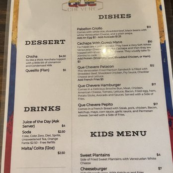Que Chevere - Menu - Venezuelan Near Me - Mesa, Arizona Que Chevere - Menu - Venezuelan Near Me - Mesa, Arizona