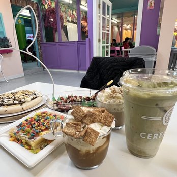 Cerealism - From left to right: S'mores Pizzafruit loops lemon barcereal sushi And Biscoff affogato Lucky charms latteMatcha banana milk tea - Desserts Near Me - Old Sacramento, California Cerealism - From left to right: S'mores Pizzafruit loops lemon barcereal sushi And Biscoff affogato Lucky charms latteMatcha banana milk tea - Desserts Near Me - Old Sacramento, California