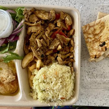 D'Yar - Two meat platter with half fries, half rice. Kefta kebab got buried underneath my chicken shawarma but there was a lot! - Mediterranean Near Me - Berkeley, California D'Yar - Two meat platter with half fries, half rice. Kefta kebab got buried underneath my chicken shawarma but there was a lot! - Mediterranean Near Me - Berkeley, California
