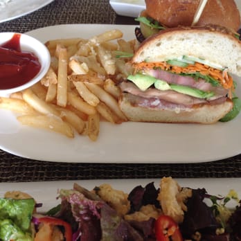 Raya - Eggplant sandwich w/truffle fries - Seafood Near Me - Dana Point, California