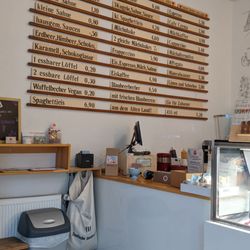Frau Meis Eisladen - Menu displayed on the wall