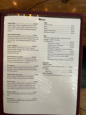 Menu photo 2 Schoolhouse Grill Caliente, CA