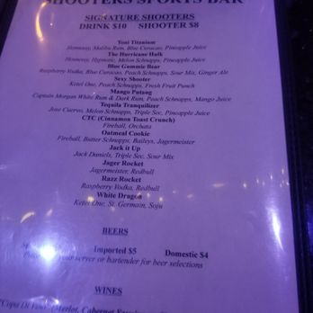 Shooters Sports Bar - Drink menu - Sports Bars Near Me - Springfield, Virginia