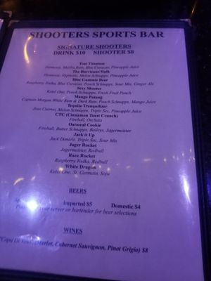 Menu photo 5 Shooters Sports Bar Springfield, VA