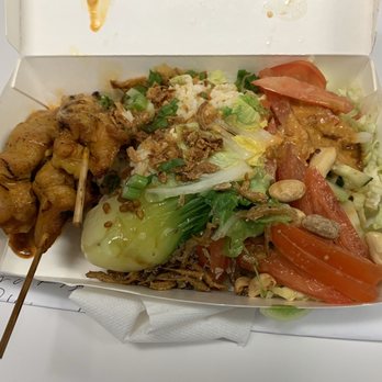 Seasons Kitchen USA - Chicken skewers ($9) w/ shrimp fried rice ($1.50 upcharge) & salad from pop up location (very good) - Malaysian Near Me - Anaheim, California Seasons Kitchen USA - Chicken skewers ($9) w/ shrimp fried rice ($1.50 upcharge) & salad from pop up location (very good) - Malaysian Near Me - Anaheim, California