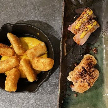 Akashiro - Yuka frita, blue fin tuna anticucho and salmon Parmesan - Sushi Bars Near Me - Fullerton, California