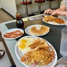 All Star-Special with a pecan waffle; Texas Bacon Egg & Cheese Melt All Star-Special with a pecan waffle; Texas Bacon Egg & Cheese Melt