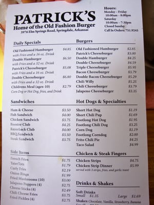 Menu photo 4 Patrick's Springdale, AR