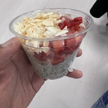 Proper Food - Coconut Chia Pudding, the coconut and strawberry on top was the best part, chia pudding has no taste but mostly for soft texture - American Near Me - New York, New York Proper Food - Coconut Chia Pudding, the coconut and strawberry on top was the best part, chia pudding has no taste but mostly for soft texture - American Near Me - New York, New York