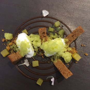 Angle - Coconut ice cream with Madras curry, pineapple and peanut sponge - Catalan Near Me - Barcelona, B
