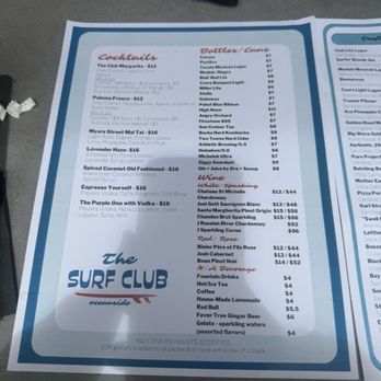 The Surf Club Oceanside - Cocktail menu - Lounges Near Me - Oceanside, California The Surf Club Oceanside - Cocktail menu - Lounges Near Me - Oceanside, California