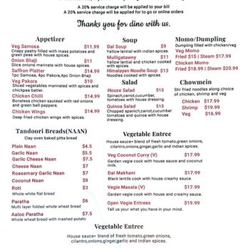 Saffron Indian Restaurant - Menu - Indian Near Me - Jackson, Wyoming