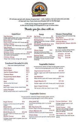 Menu photo 4 Saffron Indian Restaurant Jackson, WY