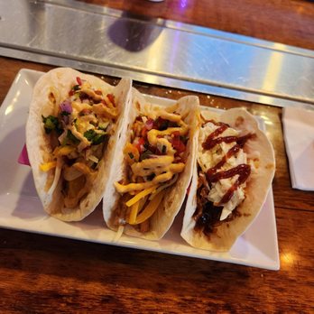 Liam's Landing - 3rd taco is pulled pork, first two are chicken fajita - Bars Near Me - Amityville, New York Liam's Landing - 3rd taco is pulled pork, first two are chicken fajita - Bars Near Me - Amityville, New York