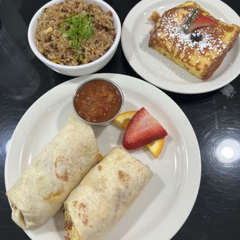 Sweet E's Cafe - Fried rice, stuffed blueberry and cream cheese French toast and Portuguese breakfast burrito - Cafes Near Me - Honolulu, Hawaii Sweet E's Cafe - Fried rice, stuffed blueberry and cream cheese French toast and Portuguese breakfast burrito - Cafes Near Me - Honolulu, Hawaii