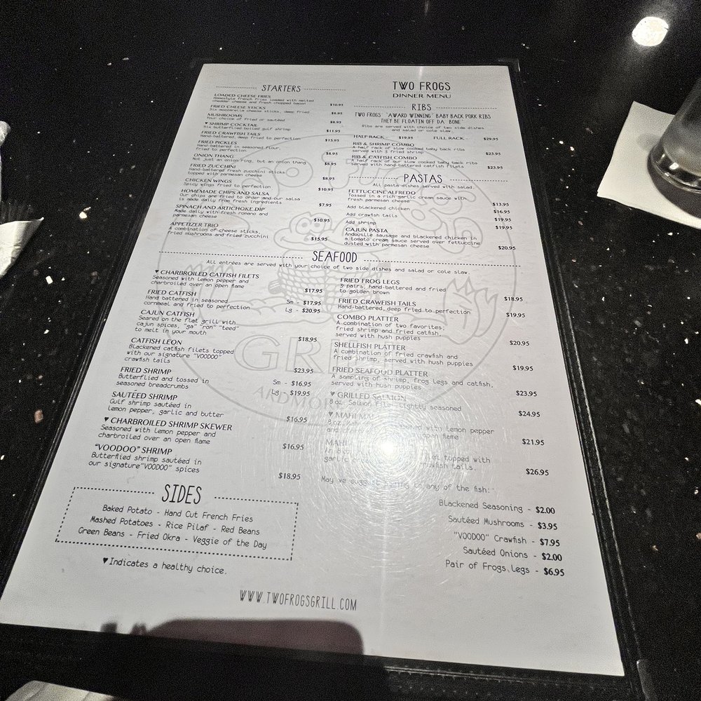 Two Frogs Grill - Menu - American Near Me - Ardmore, Oklahoma Two Frogs Grill - Menu - American Near Me - Ardmore, Oklahoma
