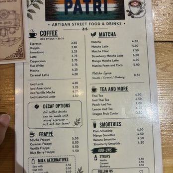 Patri Hammersmith - Coffee drink menu - Sept 2026 - Indian Near Me - Hammersmith, XGL Patri Hammersmith - Coffee drink menu - Sept 2026 - Indian Near Me - Hammersmith, XGL