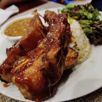 Bodega 1205 - Pork Ribs (Guava glaze) with rice/corn and red beans - Coffee & Tea Near Me - Columbus, Georgia