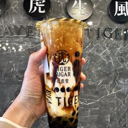 #5 Black sugar boba & pudding milk with cream mousse