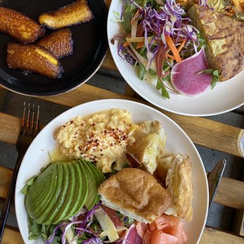 BABA on Withers - Egg plate + salad, smoked salmon, and avo; sweet potato tortilla; side of sweet plantain - Wine Bars Near Me - Brooklyn, New York