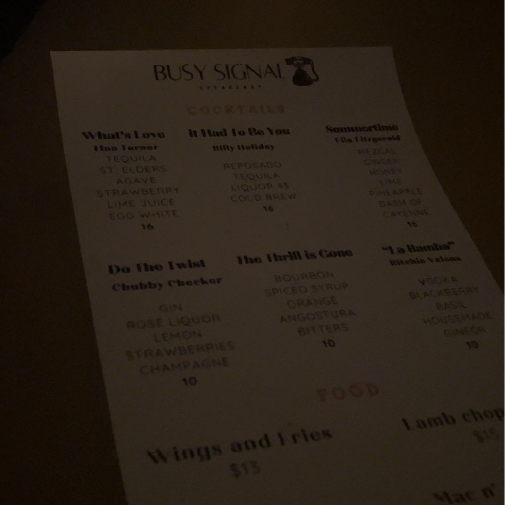 Busy Signal - Menu - Speakeasies Near Me - Austin, Texas Busy Signal - Menu - Speakeasies Near Me - Austin, Texas
