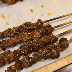 Deng Ji Yunnan Guoqiao Mixian - B1. Beef Skewers (comes with 5 but ate one already)