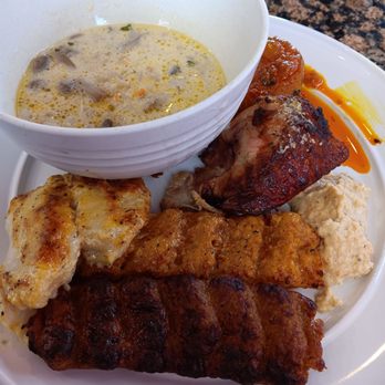 Chickpeas Mediterranean Cafe - 10/31/2024. Plate #2. Kabobs tasted off, chickens were dry, and white fish was fishy this time. Soup and hummus were good. - Mediterranean Near Me - Las Vegas, Nevada Chickpeas Mediterranean Cafe - 10/31/2024. Plate #2. Kabobs tasted off, chickens were dry, and white fish was fishy this time. Soup and hummus were good. - Mediterranean Near Me - Las Vegas, Nevada
