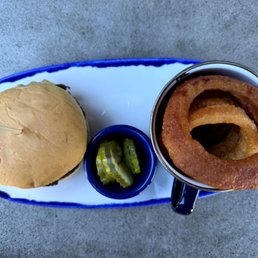 Mountain Burger (no lettuce, - $16 + $2 for onion ring upgrade)