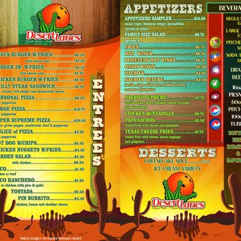 Desert Lanes - the menu for desert lanes - Sports Bars Near Me - Eagle Pass, Texas Desert Lanes - the menu for desert lanes - Sports Bars Near Me - Eagle Pass, Texas