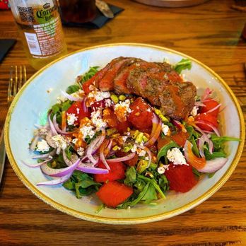 Layla's American Tavern - Watermelon salad with steak added - Wine Bars Near Me - Boston, Massachusetts