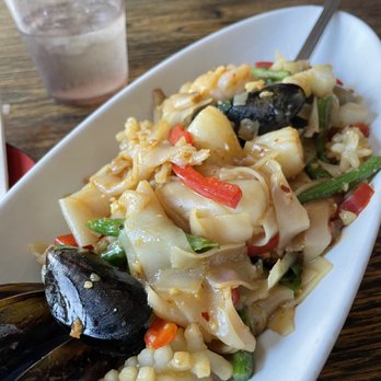 Thai District - Drunken noodle with seafood - Thai Near Me - Long Beach, California Thai District - Drunken noodle with seafood - Thai Near Me - Long Beach, California