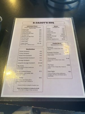 Menu photo 2 B-Daddy's BBQ Helotes, TX