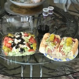 Greek Salad and a Huge Italian III Sub ! Homemade oil and vinegar dressing ! Yum ! Salad Bar Salad Bar