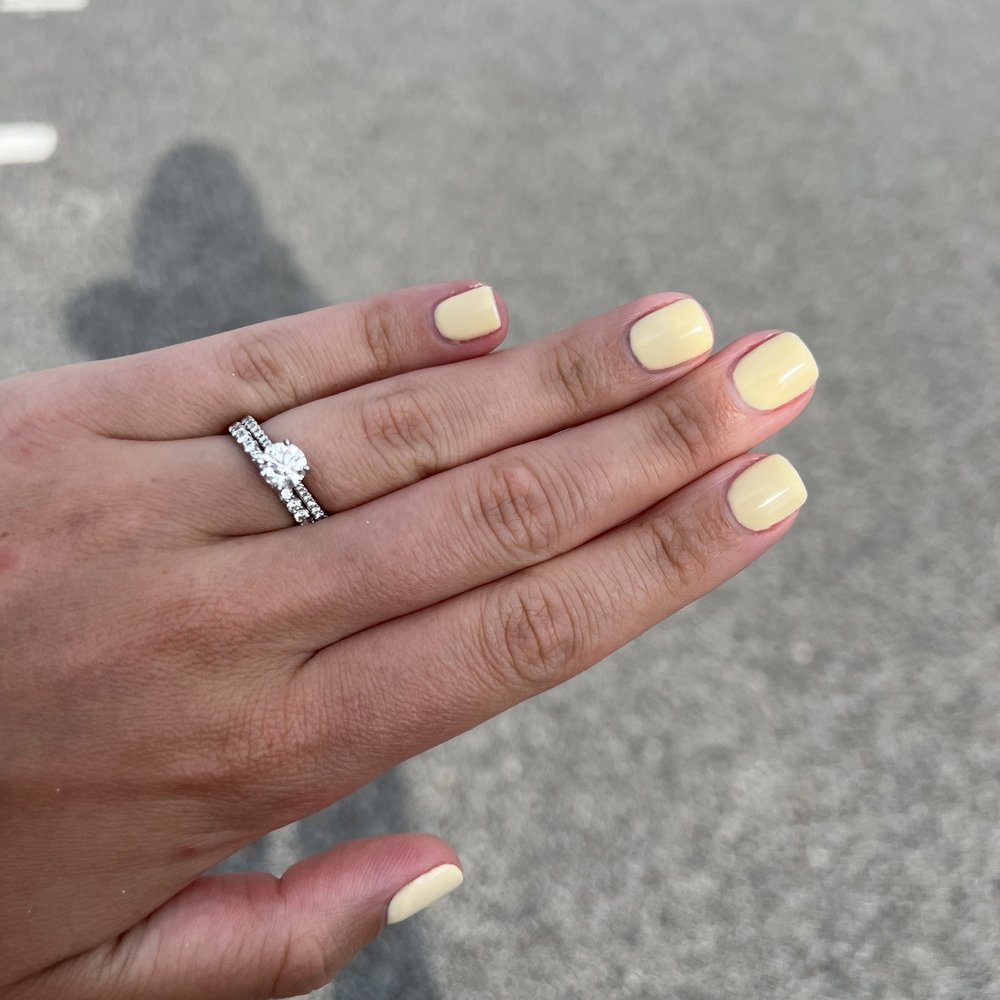 Aurora Nail Lounge - Gel manicure. I'm not usually a yellow fan but these came out amazing!! Shoutout to Nicole. - Nail Salons Near Me - Providence, Rhode Island