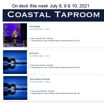 Coastal Taproom - Summer live music line up at Coastal Taproom for the week of July 5th beginning with Chris Steele on Thursday July 8th. Show starts at 9pm. - Bars Near Me - Rehoboth Beach, Delaware Coastal Taproom - Summer live music line up at Coastal Taproom for the week of July 5th beginning with Chris Steele on Thursday July 8th. Show starts at 9pm. - Bars Near Me - Rehoboth Beach, Delaware