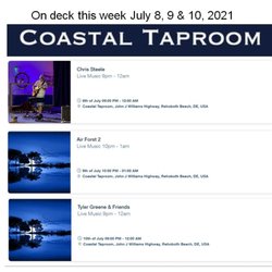 Coastal Taproom - Summer live music line up at Coastal Taproom for the week of July 5th beginning with Chris Steele on Thursday July 8th. Show starts at 9pm.