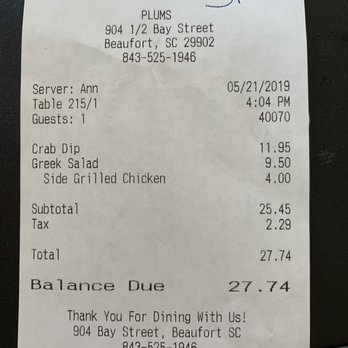 Plums - Receipt to showing pricing. - Seafood Near Me - Beaufort, South Carolina Plums - Receipt to showing pricing. - Seafood Near Me - Beaufort, South Carolina