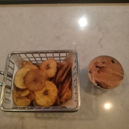 Complimentary plantain chips and guava butter (delicious) Complimentary plantain chips and guava butter (delicious)