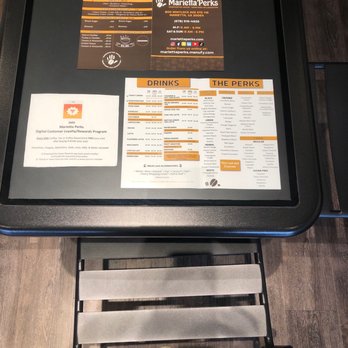 Marietta Perks - All tables have menus under glass. Love that!! - Coffee & Tea Near Me - Marietta, Georgia Marietta Perks - All tables have menus under glass. Love that!! - Coffee & Tea Near Me - Marietta, Georgia