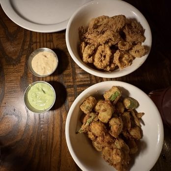 The Front Porch - Fried Okra with Jalapeno Aioli and Fried Calamari - Southern Near Me - San Francisco, California The Front Porch - Fried Okra with Jalapeno Aioli and Fried Calamari - Southern Near Me - San Francisco, California