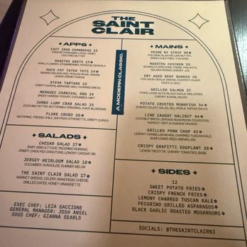 The Saint Clair - Menu - American Near Me - Montclair, New Jersey