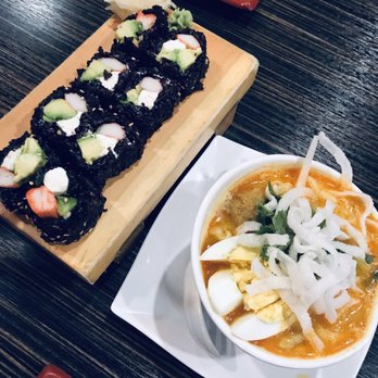 Sun Cuisines - Chicken Coconut Noodle Soup and Philadelphia Sun Roll - Burmese Near Me - Williamsville, New York