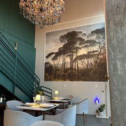 Beautiful chandelier and art