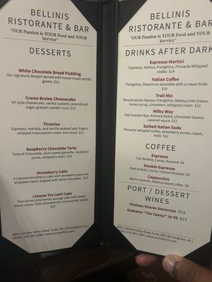 Menu photo 1 Bellini's Ristorante & Bar Birmingham, AL Menu photo 1 Bellini's Ristorante & Bar Birmingham, AL