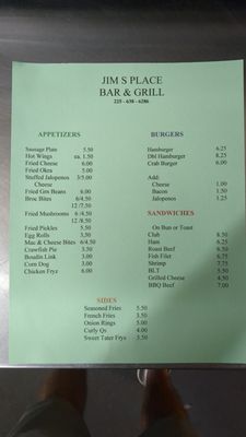 Menu photo 2 Jims Bar And Grill Ventress, LA Menu photo 2 Jims Bar And Grill Ventress, LA
