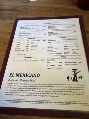 Menu photo 5 El Mexicano I Forest Falls, CA Menu photo 5 El Mexicano I Forest Falls, CA